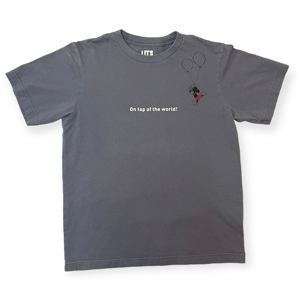 Uniqlo Disney Mickey Mouse Balloon‎ Graphic Tee Blue Cotton Casual Size XS